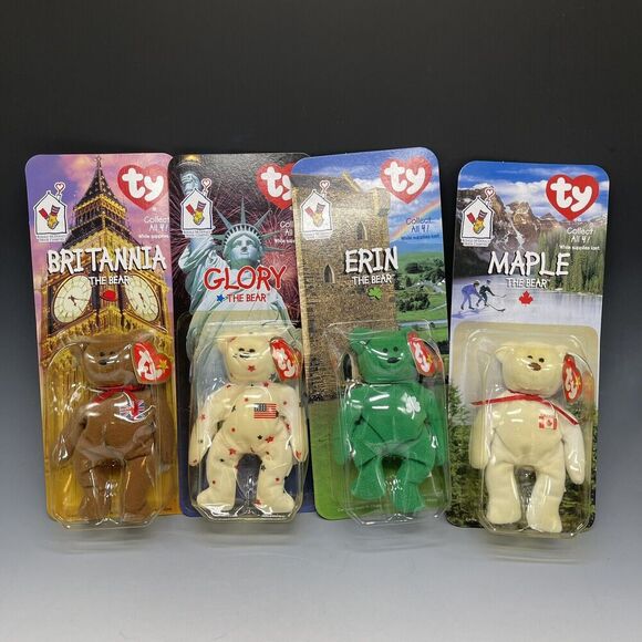 LOT OF 4 Ty McDonalds Teenie Beanie Britannia, Glory, Erin, Maple Bears Vintage - Picture 1 of 4